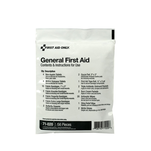 First 58 Piece First Aid Essentials Triage Pack – Sold as 54 Piece Kit, For Workplace First