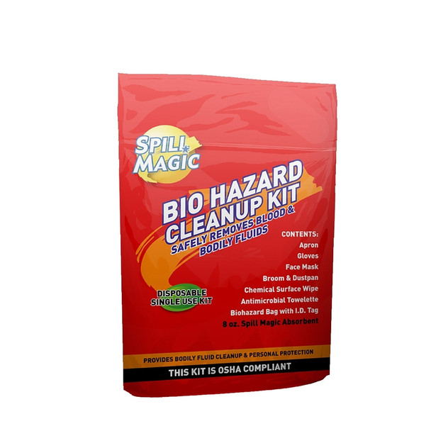 First Spill Magic Biohazard Cleanup Kit – Single-Use, 4 per case, The Disposable Kit Includes 8 Oz
