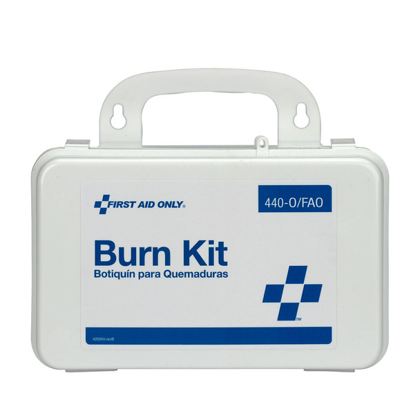 First Burn Care Kit – Plastic Case, Weatherproof Case, Wall Mounting Tabs, 12 Pieces Included