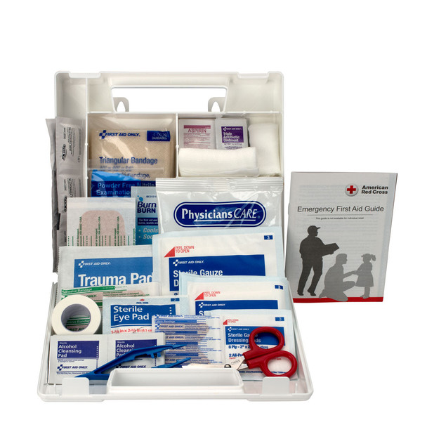 First 10 Person First Aid Kit – Plastic Case with Dividers, OSHA Compliant, Wall Mounting Tabs