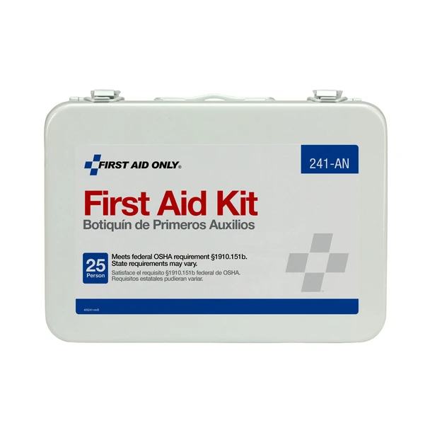 First 25 Person 16 Unit First Aid Kit – Metal Case, OSHA Compliant, Single-Use, This 103-Piece