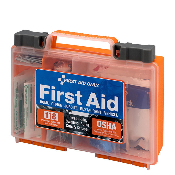 First Clear Front Cover 118-Piece First Aid Kit – OSHA Compliant, For Workplace First Aid and Injury Care