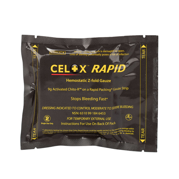 First Celox 5' Z Fold Rapid Blood Clotting Gauze – The Fastest Hemostatic Gauze Treatment, For Workplace First