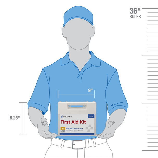First 25 Person ANSI A Plastic First Aid Kit with Dividers – ANSI 2021 Compliant, OSHA Compliant