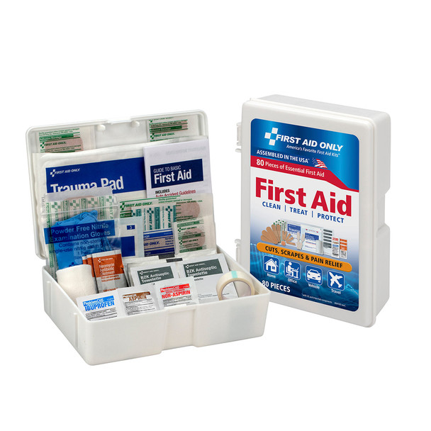 First First Aid Kit – 80 Piece, Plastic Case, 12 per case, For Workplace First Aid and Injury Care