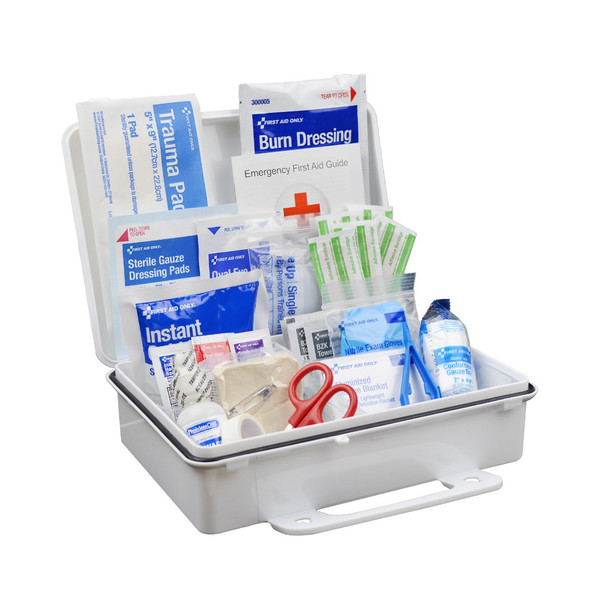 First 25 Person ANSI A Plastic First Aid Kit – ANSI 2021 Compliant, Weatherproof Case, OSHA Compliant