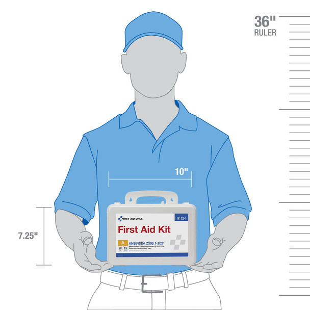 First 25 Person ANSI A Plastic First Aid Kit – ANSI 2021 Compliant, Weatherproof Case, OSHA Compliant