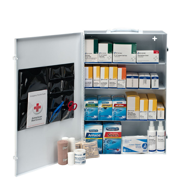 First 4 Shelf OSHA First Aid Station – Wall Mounting Tabs, OSHA Compliant, Treats Up to 150 People