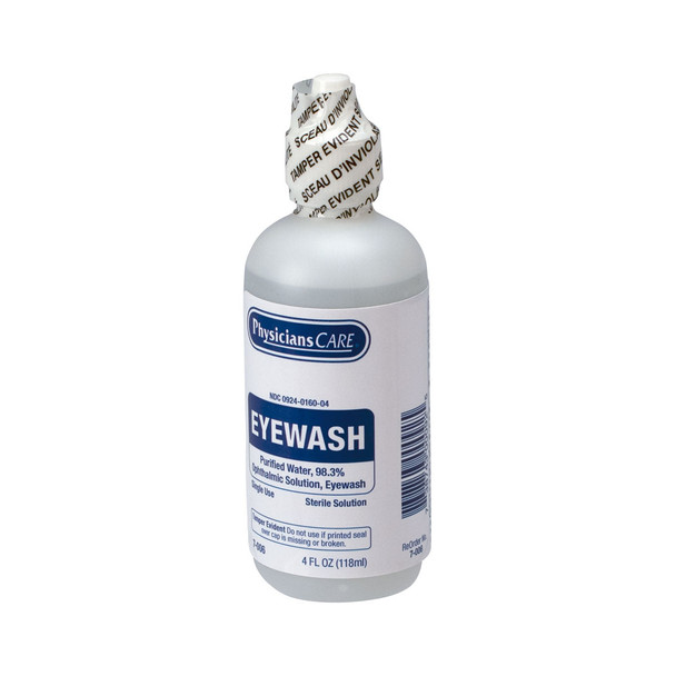 First PhysiciansCare Eye Wash Solution – 48 per case, Sterile Isotonic Buffered Solution (Net Weight 4 Fl Oz
