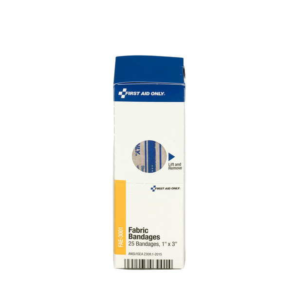 First SmartCompliance Refill 1"x3" Adhesive Fabric Bandages – 25 Per Box, 1" x 3", Non-Stick Pad
