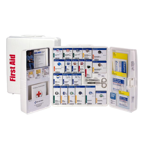 First 50 Person Large Plastic SmartCompliance ANSI A First Aid Cabinet with Medications – ANSI 2021 Compliant