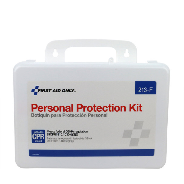First Personal Protection Kit – BBP Spill Clean Up Apparel Kit with CPR Pack, Plastic Case