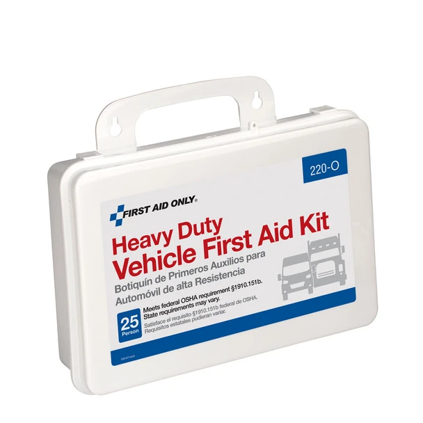 First 25 Person Vehicle First Aid Kit – Plastic Case, OSHA Compliant, For Workplace First Aid and Injury Care