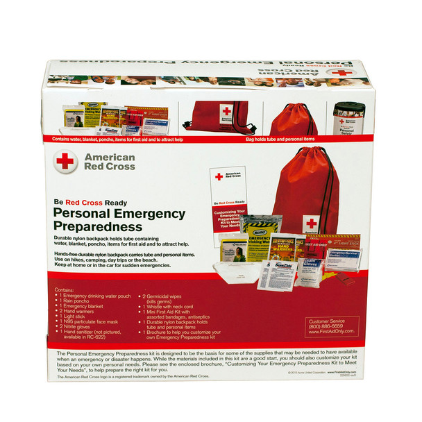 First American Red Cross Deluxe Personal Safety Emergency Pack – Emergency Supplies to Kee You Hydrated
