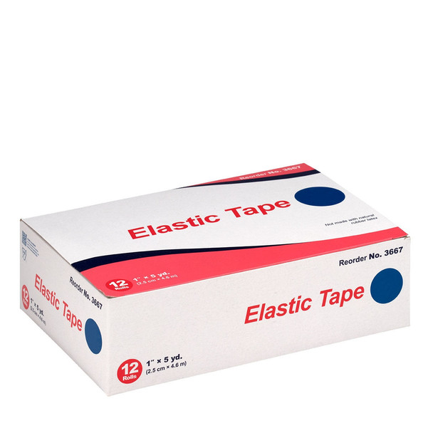 First 1"x5 Yd. Elastic Tape – 12/Box, Latex-Free, For Workplace First Aid and Injury Care, For Workplace First