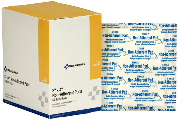 First 3"x4" Non-Adherent Pads – 50 per Box, 3"x4", Non-Stick Pad, For Dressing Changes and Wound Care