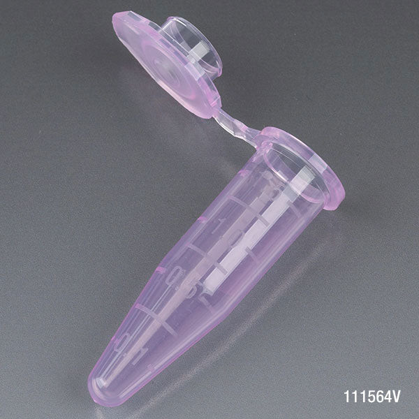 Globe 1.5mL Microcentrifuge Tube – Self-Standing, 500/bg, Attached Snap Cap, Certified Rnase, Violet