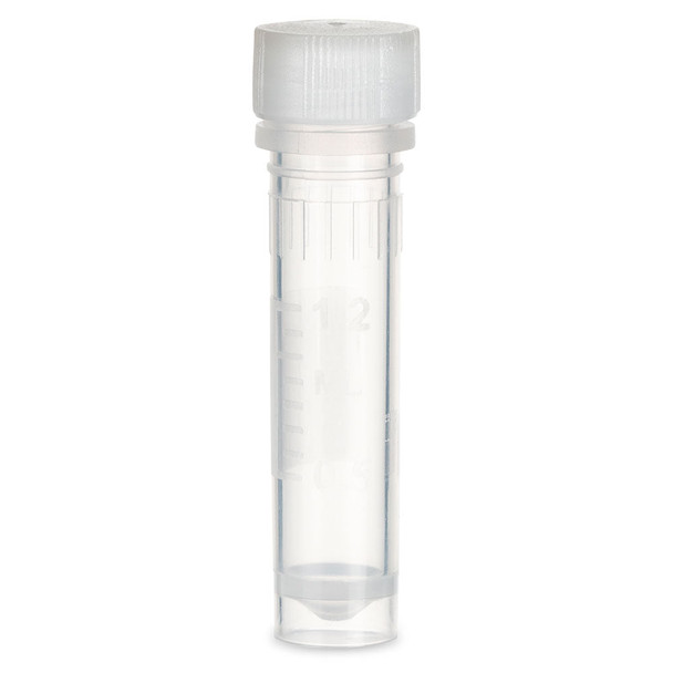 Globe Microtube, 2mL, Self-Standing, Attached Screw Cap, with O-Ring, Sterile, PP, 500/Bag, 2 Bags/Case