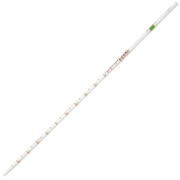 Globe 2mL Serological Pipette – Globe Glass, Reusable, 0.1 Graduations, Green Band, 6 per box
