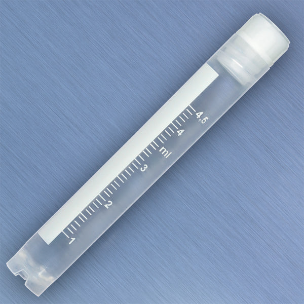 Globe CryoClear Vials – TPE, Printed Graduations, Self-Standing, 500 per case, Internal Threads, 5.0mL