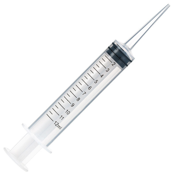 Globe Transfer Syringe – 12mm , Printed Graduations, Straight Tip, 12mL, Printed Graduations