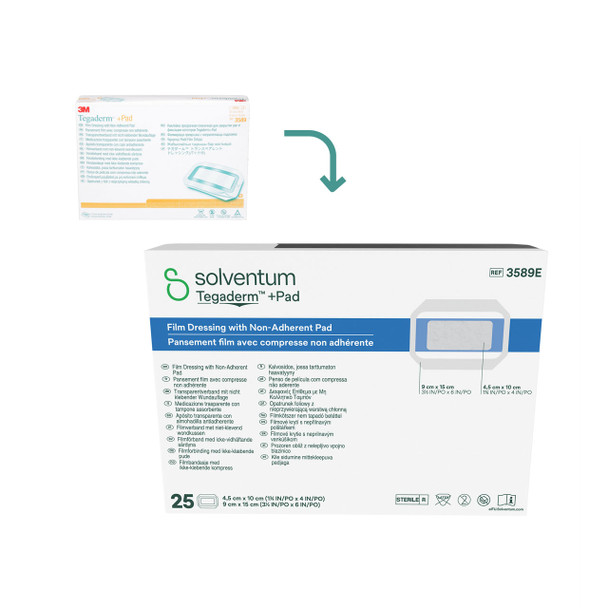 Solventum 3m Tegaderm +Pad Film Dressing with Non-Adherent Pad – 3500 Series, 5 cm x 7 cm, 9 cm x 35 cm