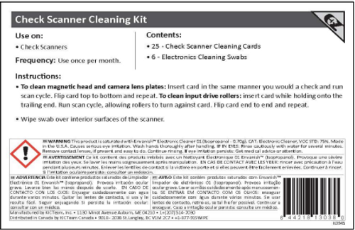 KIC, Cleaning Kit, EZ Check Scanner Kit (includes 25 cleaning cards, 6 swabs 4")