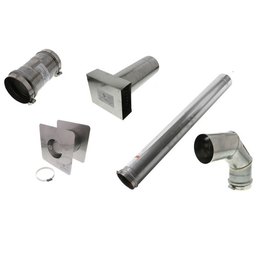 Z-Flex Z-Vent 4 In X 3 Ft Long Horizontal Vent Kit WITH 90 Degree Elbow, Single Wall, Cat III, Stainless