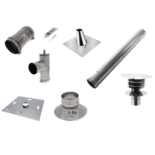 Z-Flex Z-Vent 3 In X 3 Ft Long Vertical Vent Kit For 7-12 Inch Pitch, Single Wall, Cat III, Stainless