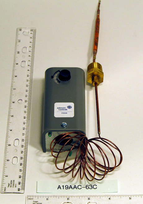 Johnson Controls A19AAC-63C Remote Temp Spdt Control 6' Cap 100/350 Deg. 1/4x4-1/2 Bulb 8.5 Fix Dif