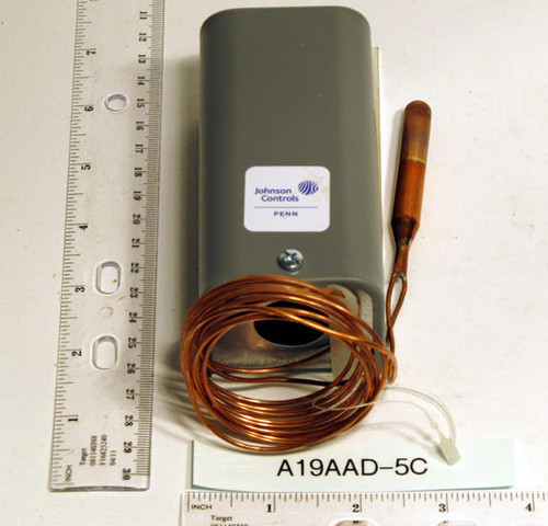 Johnson Controls A19AAD-5C SPST Remote Bulb Temp. Control Nema 1 30/50F; Compensated Diff 2F 6' Cap.