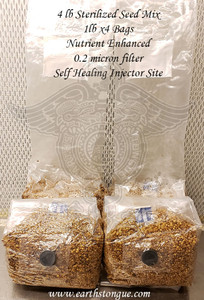 Earth's Tongue ™️ 4 Sterilized Nutrient Enhanced Seed Mix Bag 0.2 micron filter & Self Healing Injector Site