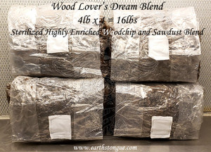 Earth's Tongue ™️ Woodlover's Dream Blend - 4 Sterilized Highly Enriched Woodchip and Sawdust Blend Bags