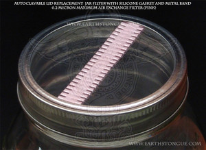 Earth's Tongue ™️ Autoclavable Plastic Mushroom Spawn Jar PINK Filter Strip Lid & Gasket MAXIMUM-AIR-EXCHANGE