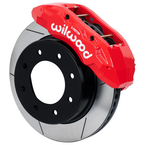 Wilwood TX6-DM Front Brake Kit, 15.00" Rotor, with Brake Lines for 2020+ models, featuring red caliper and silver ventilated rotor with black hub