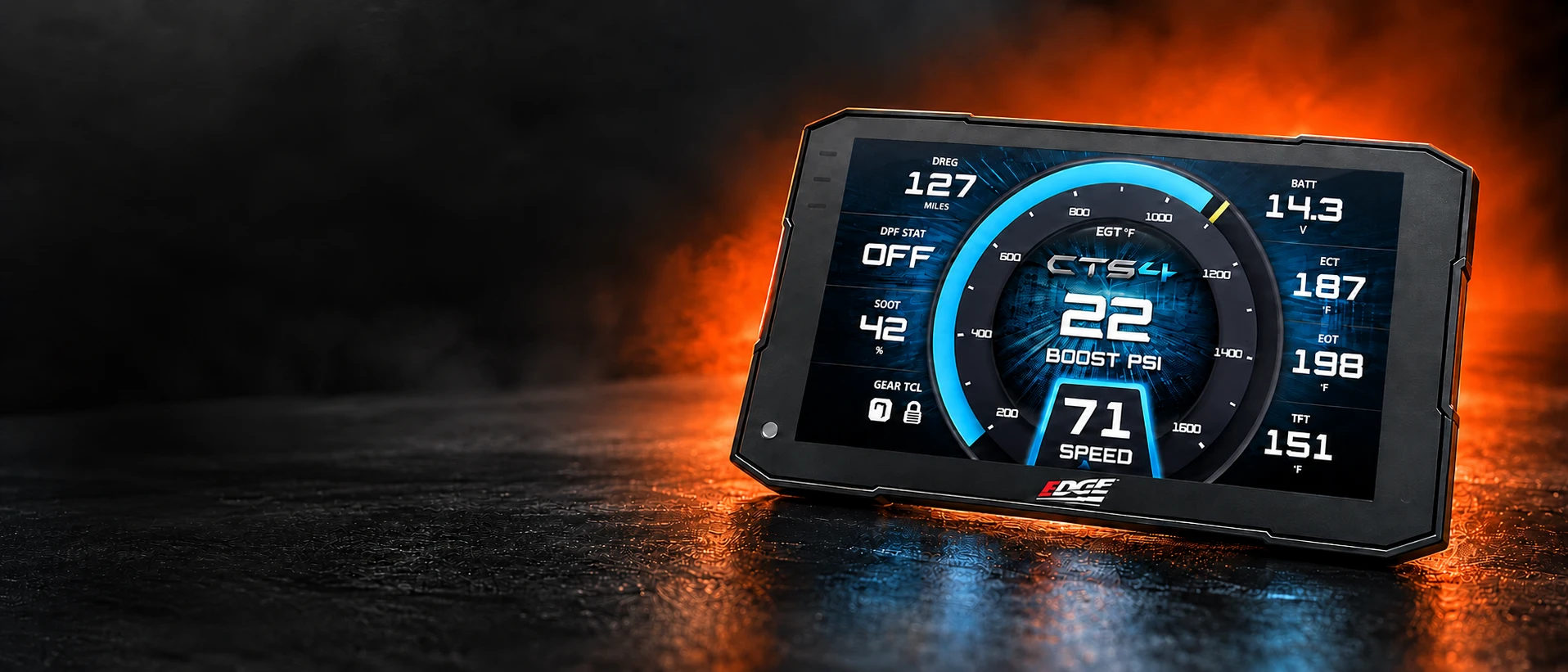 Edge CTS4 monitor with orange illuminated background