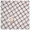 Close-up of black pond netting with a U.S. quarter showing mesh size