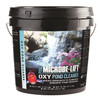 Close-up of the 8 lb. MICROBE-LIFT Oxy Pond Cleaner container, showcasing the label with the product name, weight (8 lb.), and key usage details for pond cleaning.