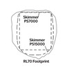 Skimmer footprint diagram showing PS7000 and PS15000 under RL70 rock lid.