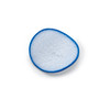 Close-up of single white PondPad bio media with blue rim.