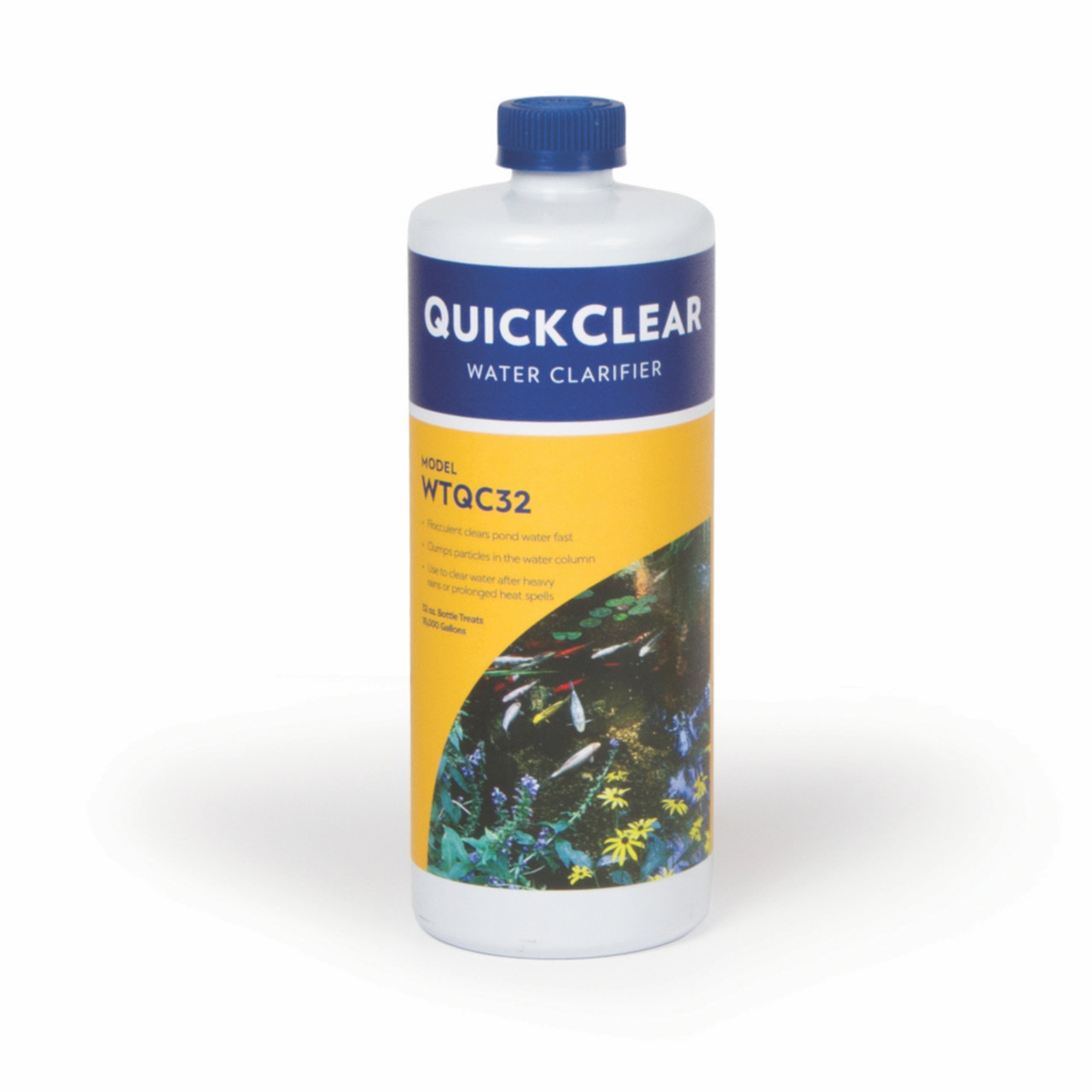 Front view of Atlantic QuickClear 32 oz pond water clarifier bottle. Front view of Atlantic QuickClear 32 oz pond water clarifier bottle.