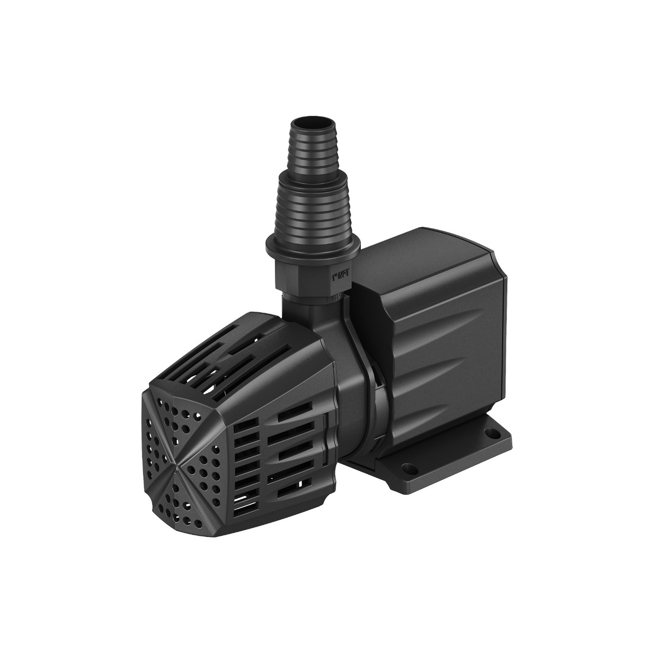 Black magnetic drive pump with protective intake screen and threaded outlet. Black magnetic drive pump with protective intake screen and threaded outlet.