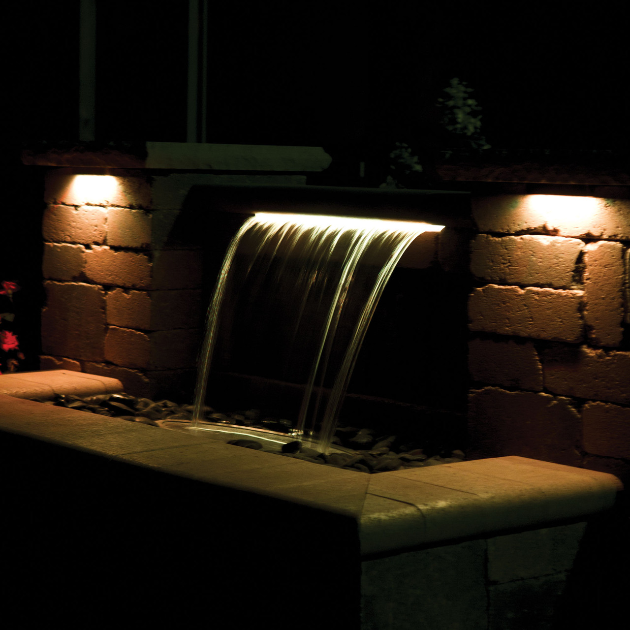 LED light bar with mounting bracket and wiring for pond or water feature installation.
