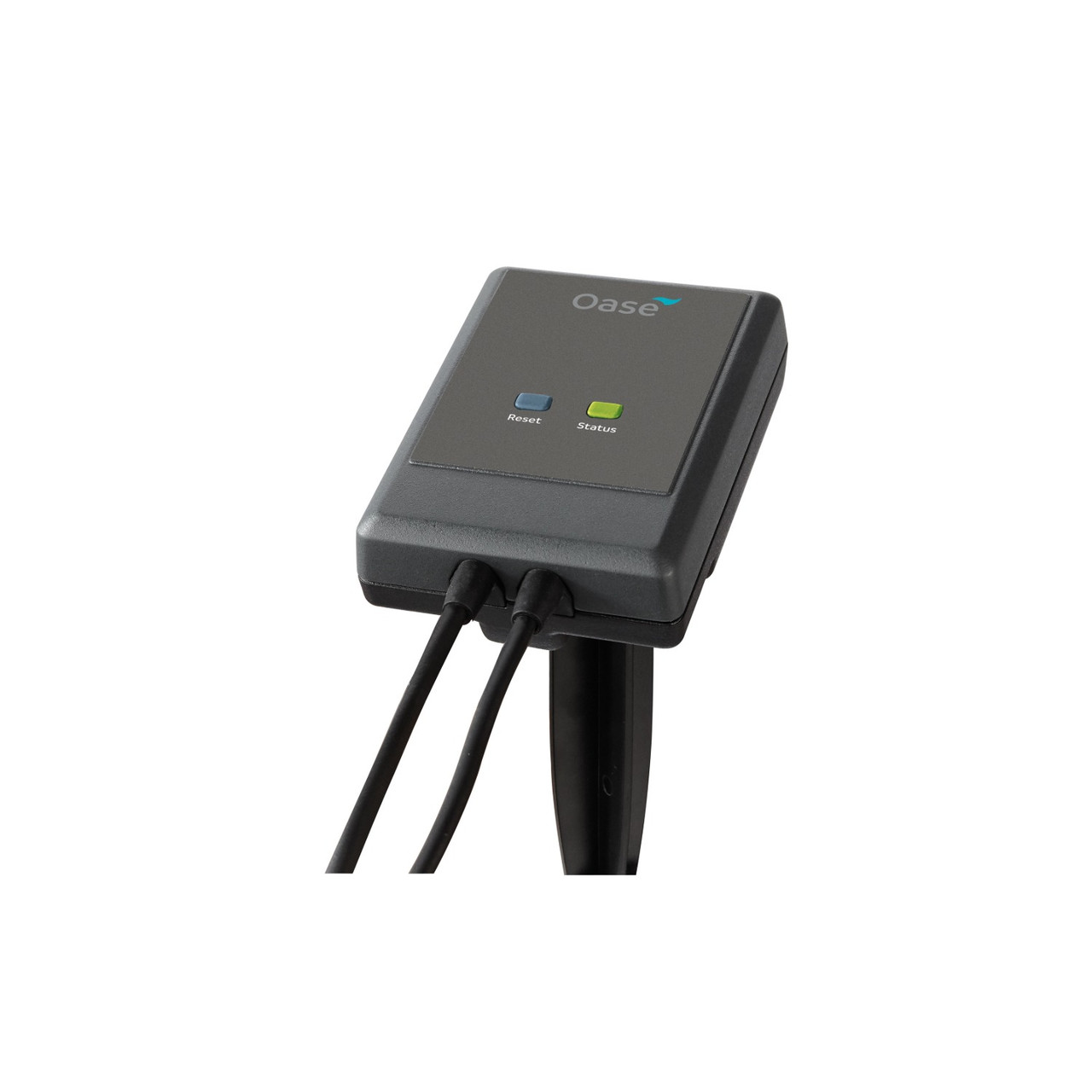 Oase pond control unit with reset and status buttons for monitoring and managing pond equipment performance.