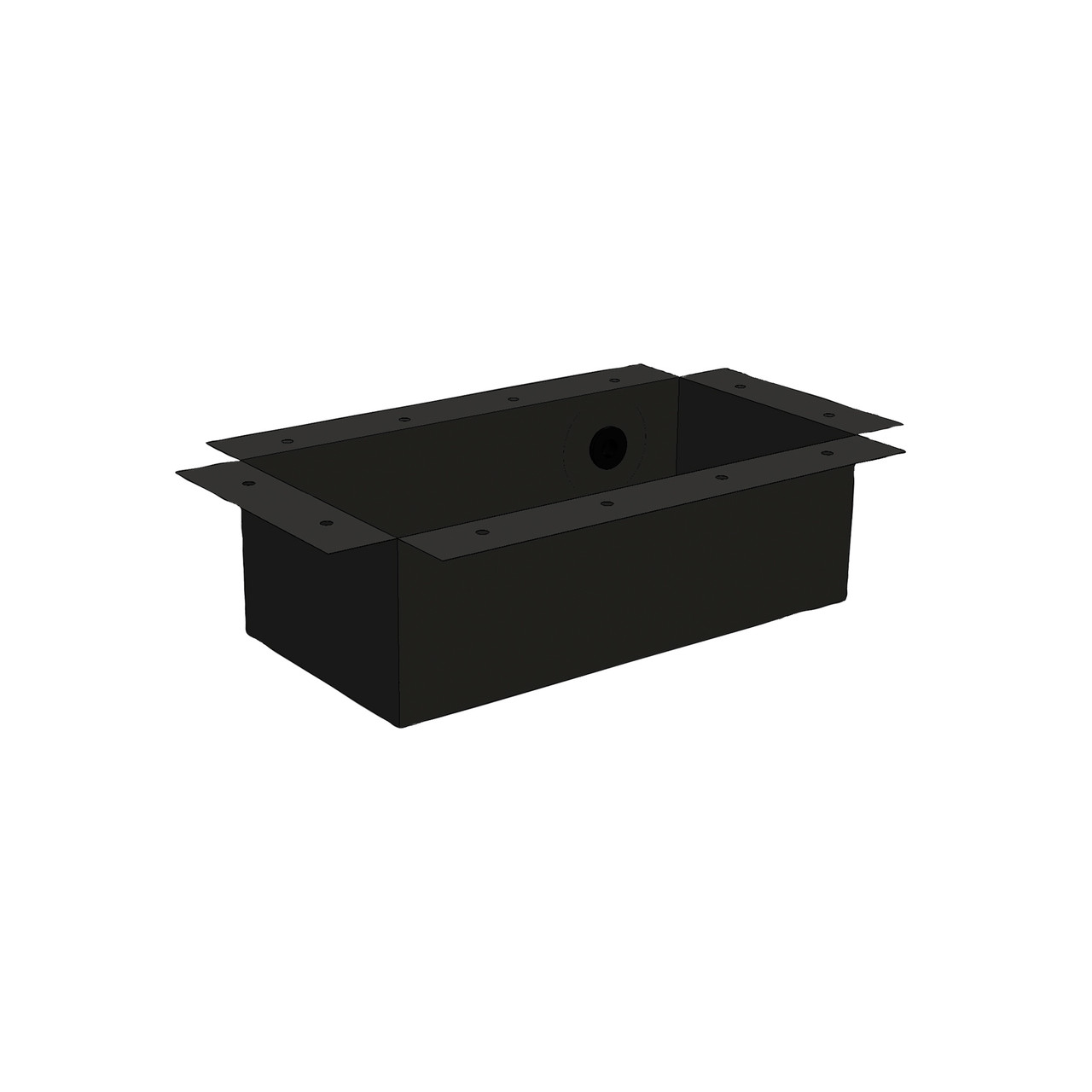 Copper square water bowl with a front spillway lip, designed for decorative fountains and modern water features.