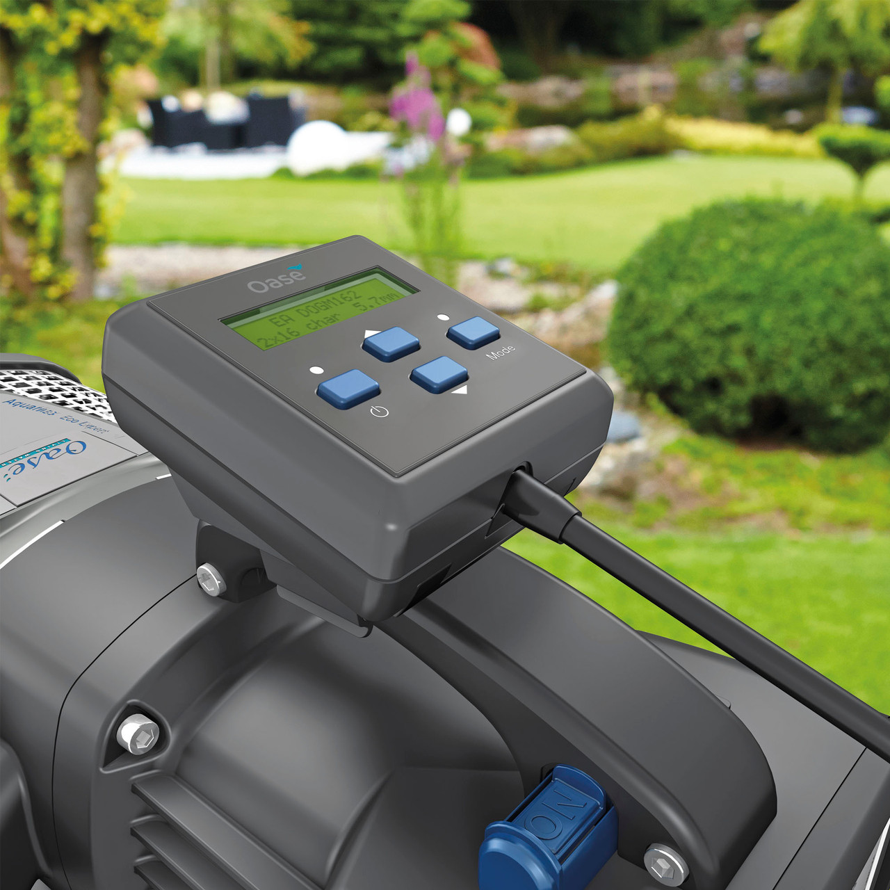 Front view of OASE Eco Control, displaying the control panel and intuitive interface.