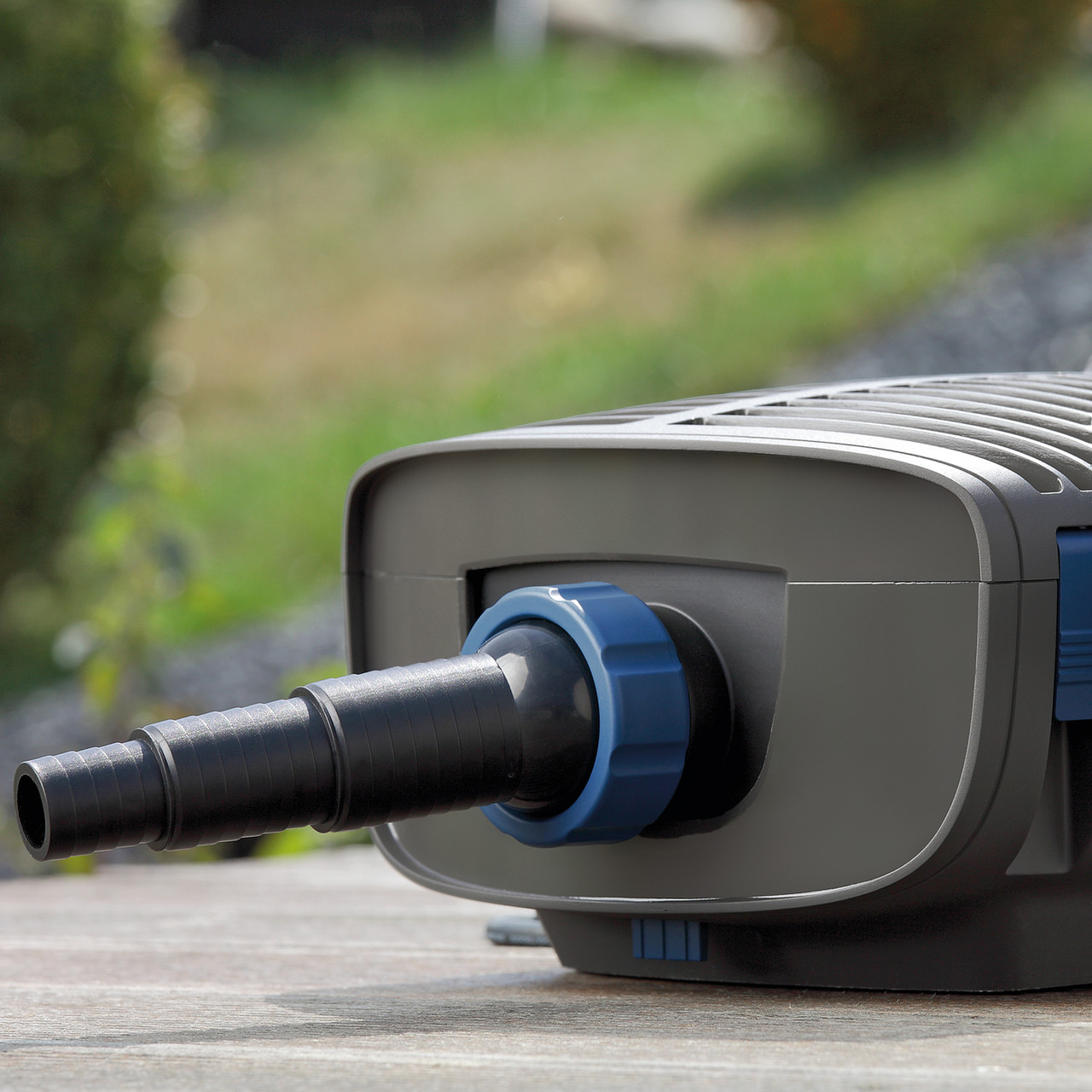 Oase AquaMax Eco Premium pond pump with dual inlets and energy-efficient design.