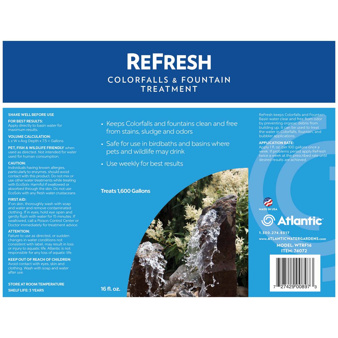 Atlantic Refresh (32 fl oz) Colorfalls & Fountain Treatment