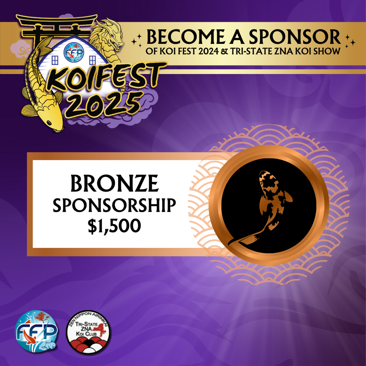 Image describing the bronze sponsor package for 2025 Koi Fest.