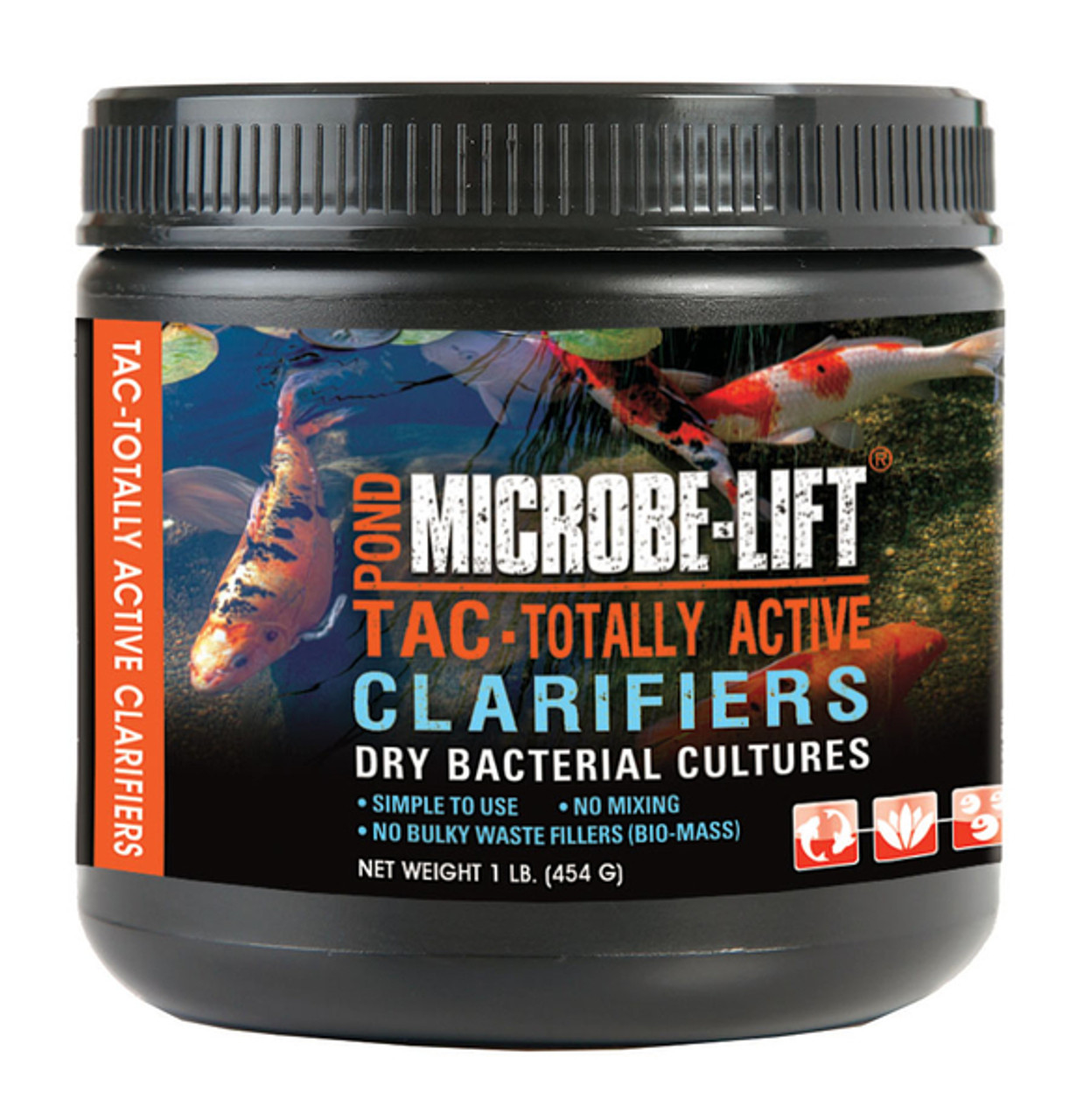 Front view of MICROBE-LIFT TAC Dry Bacteria Cultures 16 oz container, displaying the product name, volume, and key benefits on the label.